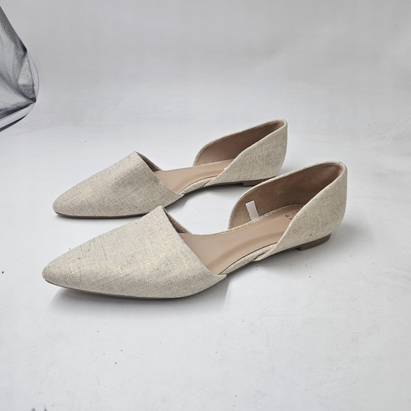 A New Day Julie D'Orsay Cream Linen Pointed Toe Flats Size 9.5 Minimalist Chic - Picture 2 of 7
